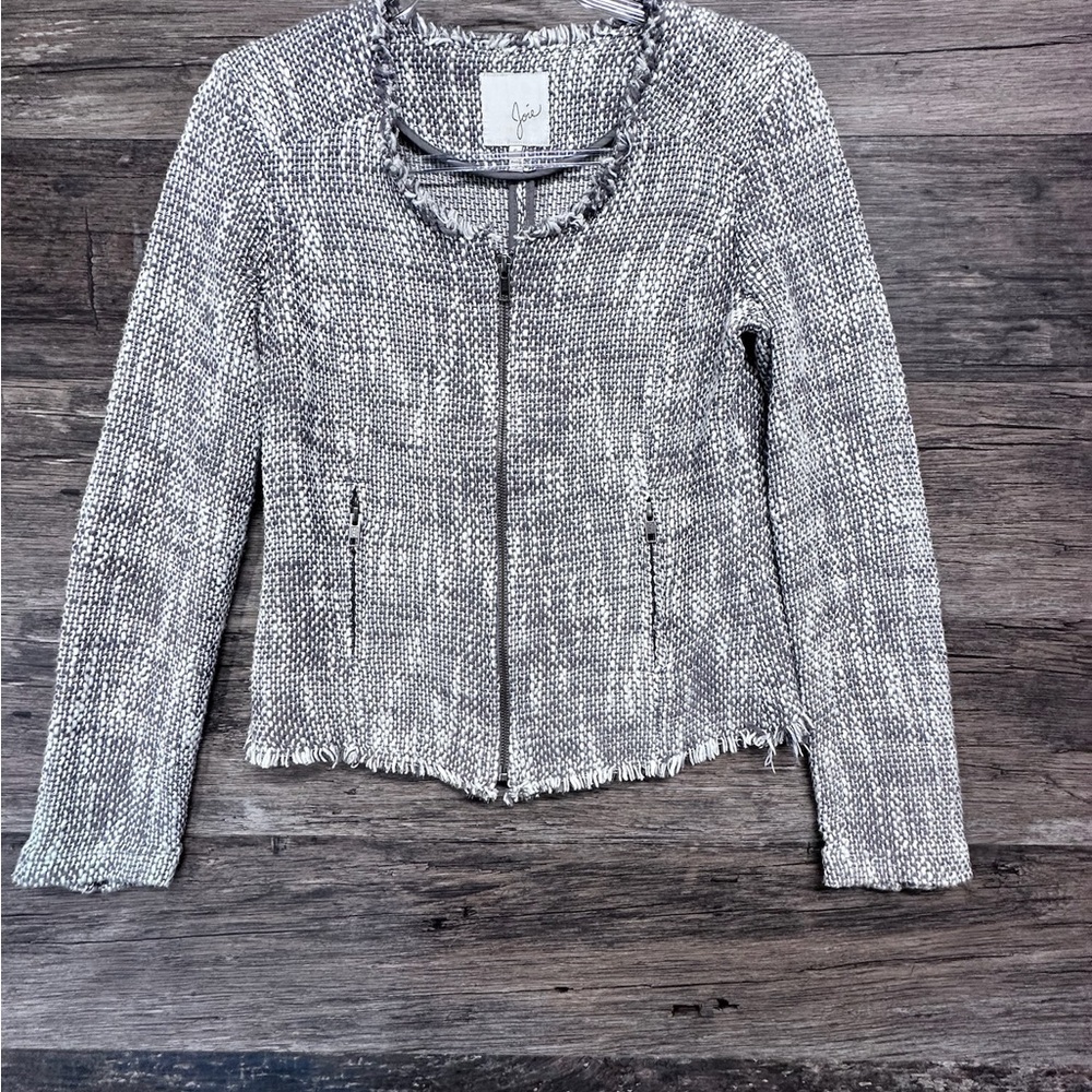 Joie Gray Blazer Jacket with Textured Pattern and Tailored Fit